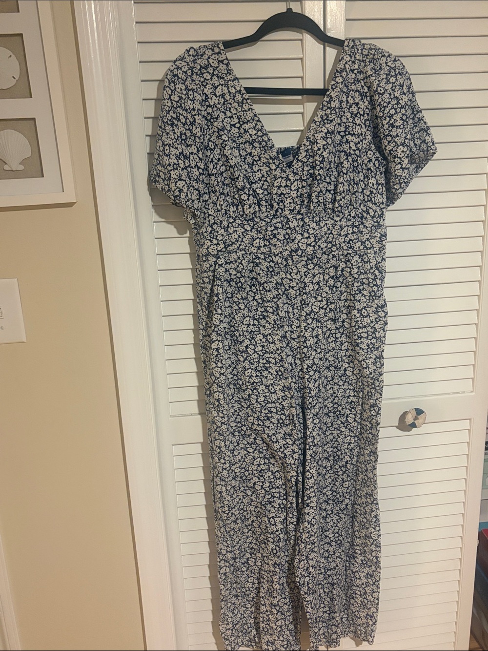 Old Navy Navy and White Floral Jumpsuit